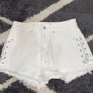 White jean shorts